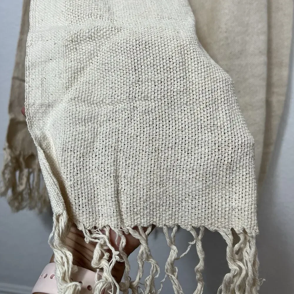 Natural Cotton Throw home decor, cottage, beach, coastal. Fringe on edge.